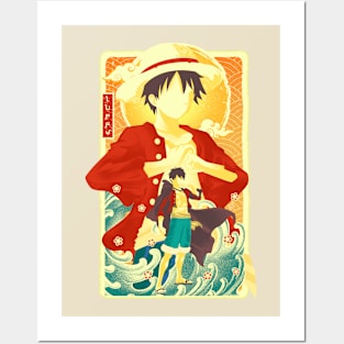 Great Wave Luffy Posters and Art